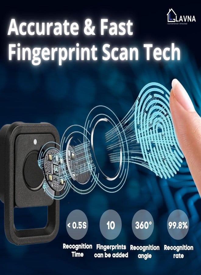 LAVNA LS11 Smart Fingerprint Cabinet, Drawer, Waredrobes Door Lock with Fingerprint Access, Fully Secured Lock (Black) - Image 2